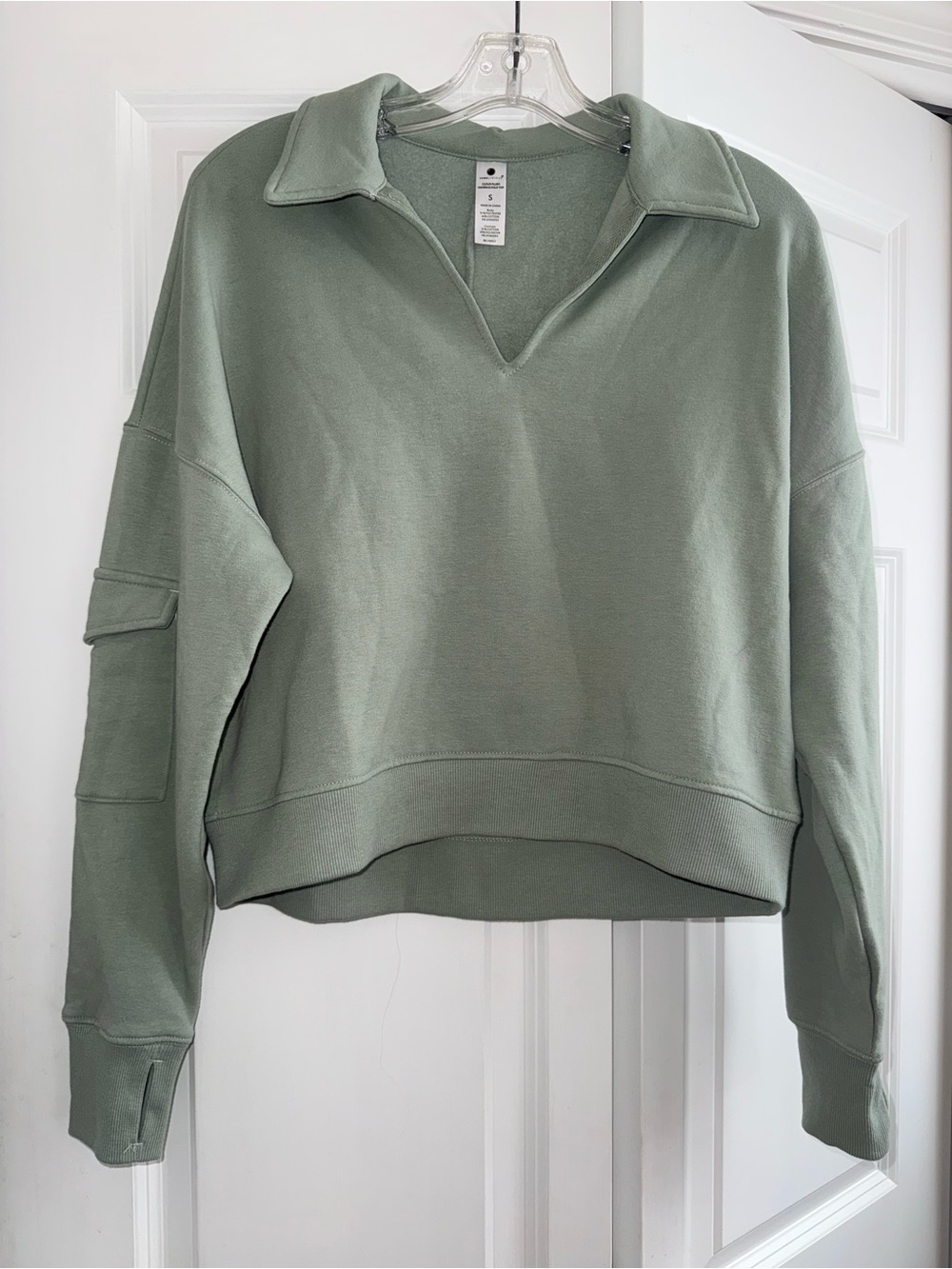 Yogalicious Sage Green Cloud Plush Polo Top